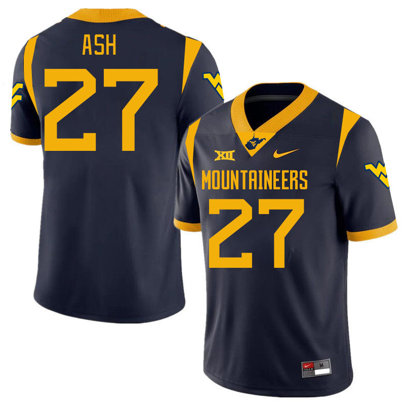 #27 Clay Ash West Virginia Mountaineers College 2024 New Uniforms Football Jerseys Stitched Sale-Navy